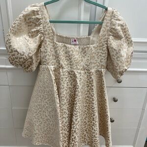 Buddy Love Cream and Gold Puff Sleeve Dress